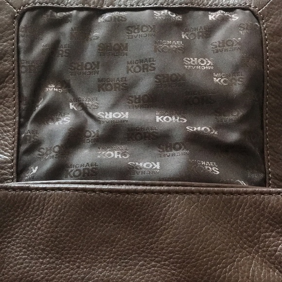 Michael Kors brown soft leather shoulder purse with canvas strap - Picture 4 of 16